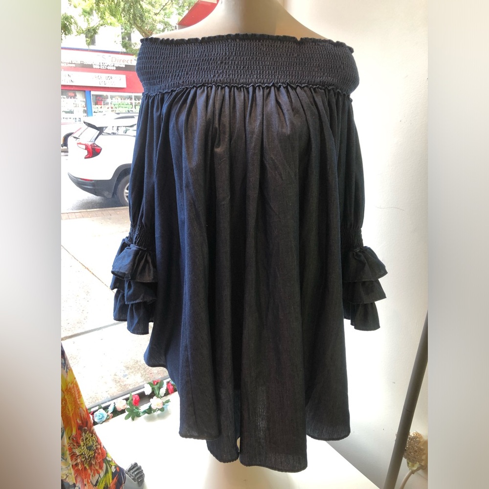 Denim Blue off shoulder top